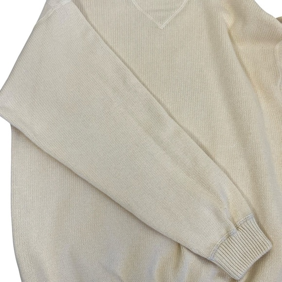 TOMMY HILFIGER Vintage 90s Butter Yellow Knit Crewneck Sweater Crest Cotton XL - Picture 12 of 16